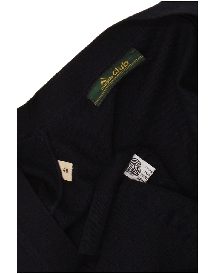 MAGLIA CLUB Herre ærmeløs cardigan sweater IT 48 Mellem marineblå uld