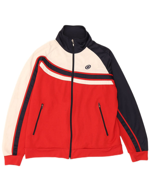 Lotto Womens Tracksuit Top Jacket UK 16 Large Red Colourblock