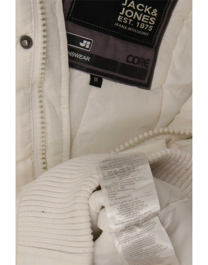 Jack & Jones Herre Hooded Bomber Jacket UK 38 Medium White Polyester