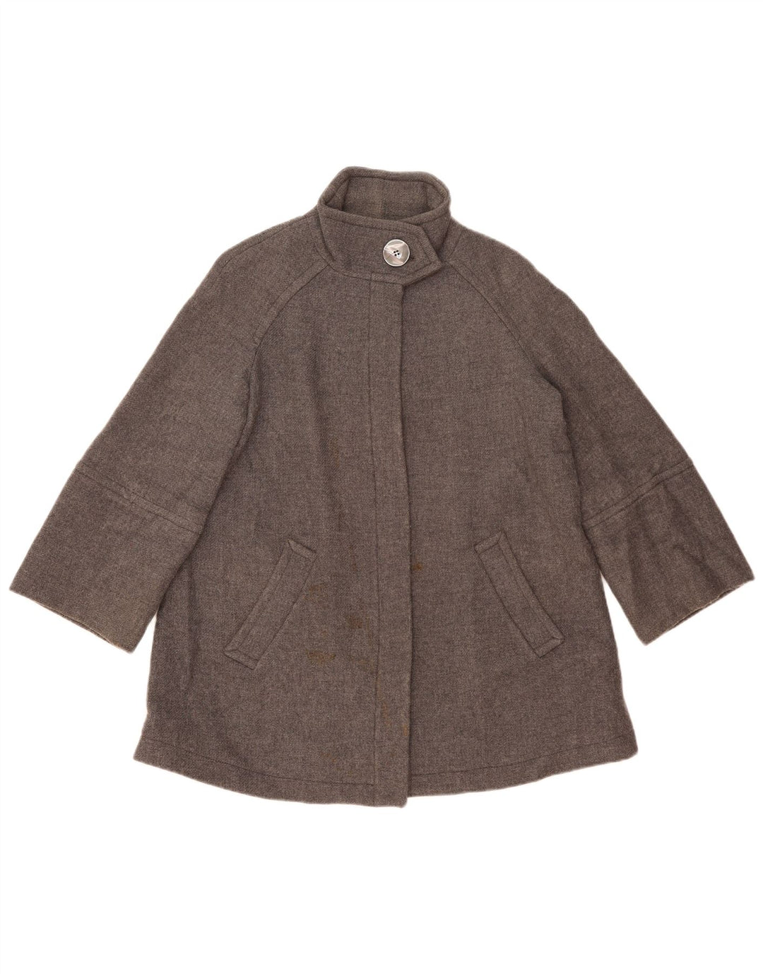 Zara Dame Oversized Overfrakke UK 10 Lille Grå Uld