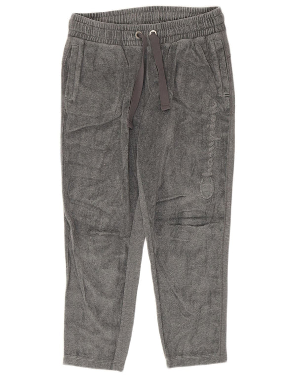 Champion Womens Graphic Velour Tracksuit Trousers UK 12 Medium Grey
