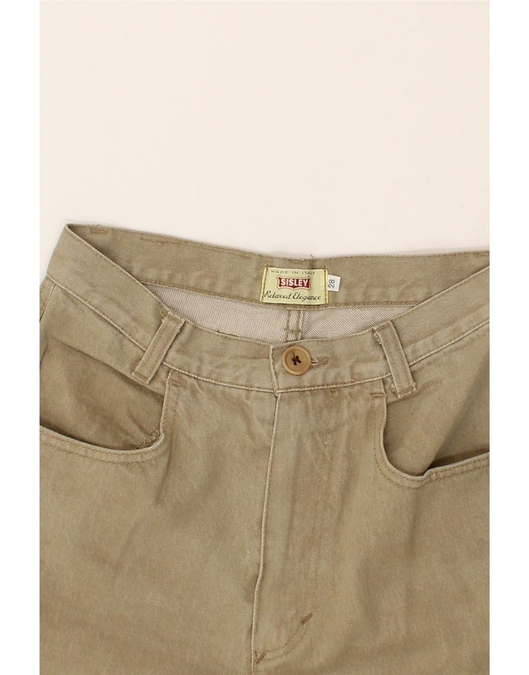 SISLEY Womens Relaxed Elegance Slim Jeans W28 L28 Beige Cotton Vintage Sisley and Second-Hand Sisley from Messina Hembry 