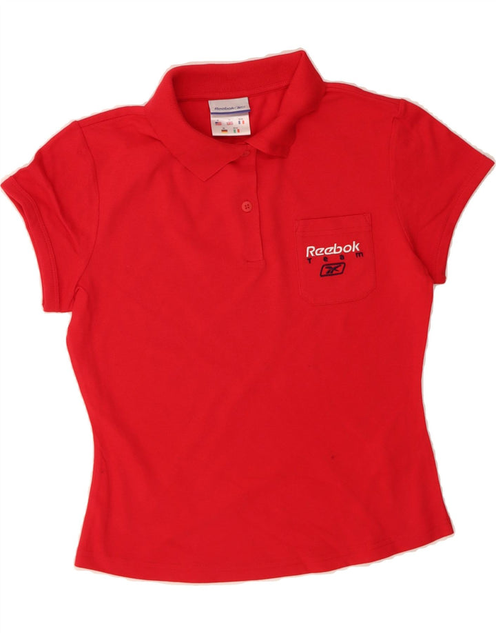 REEBOK Womens Polo Shirt UK 12 Medium Red Cotton Vintage Reebok and Second-Hand Reebok from Messina Hembry 