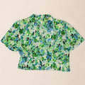 VINTAGE Womens Short Sleeve 4 Button Blazer Jacket IT 50 XL Green Floral Vintage Vintage and Second-Hand Vintage from Messina Hembry 