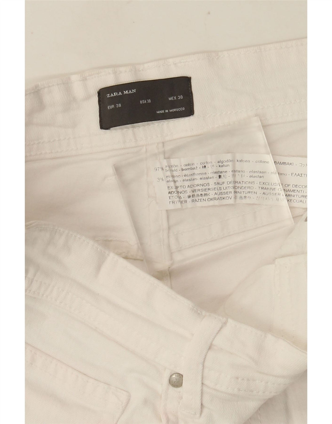 Zara Mens Distressed Cropped Jeans EU 38 Small W30 L25 White Bomuld