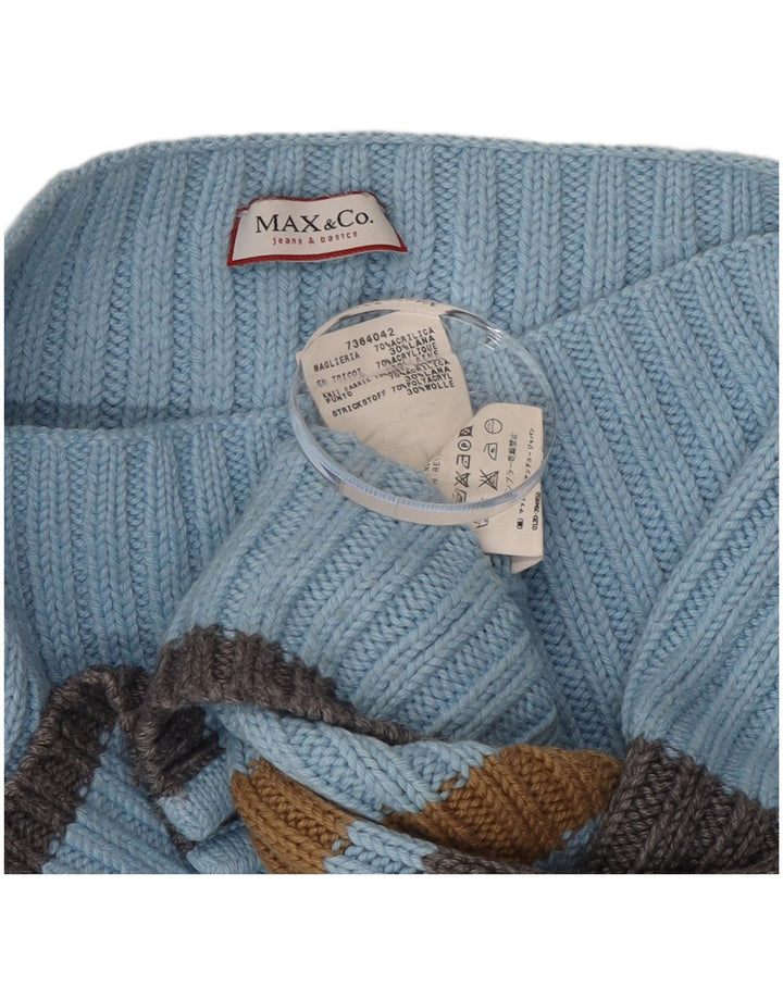 Max & Co. Dame Boat Neck Jumper Sweater UK 10 Small Blue Colourblock