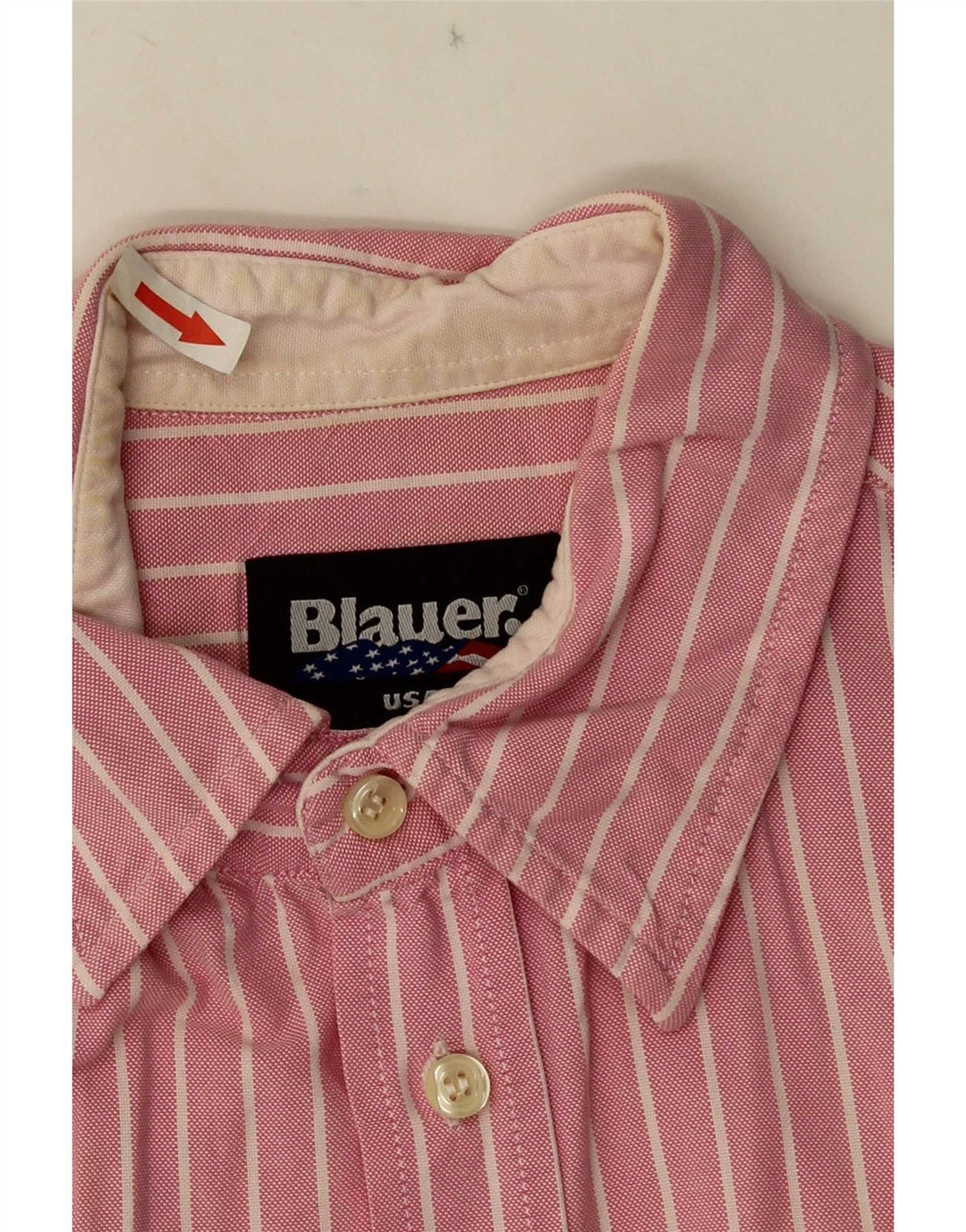 Blauer Herre grafisk kortærmet skjorte stor pink stribet bomuld