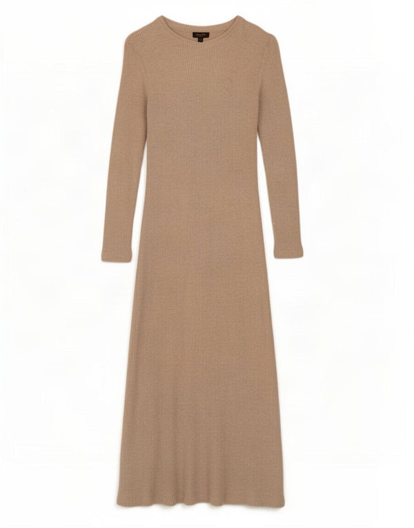Massimo Dutti Dame Langærmet Jumper Kjole UK 8 Small Beige Bomuld