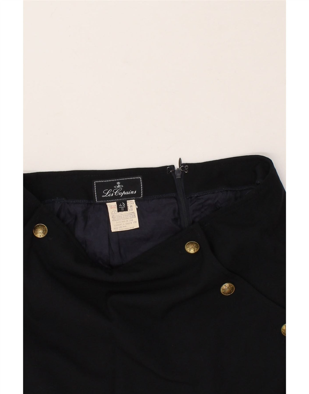 LES COPAINS Womens Pencil Skirt IT 42 Medium W30 Navy Blue Polyamide Vintage Les Copains and Second-Hand Les Copains from Messina Hembry 