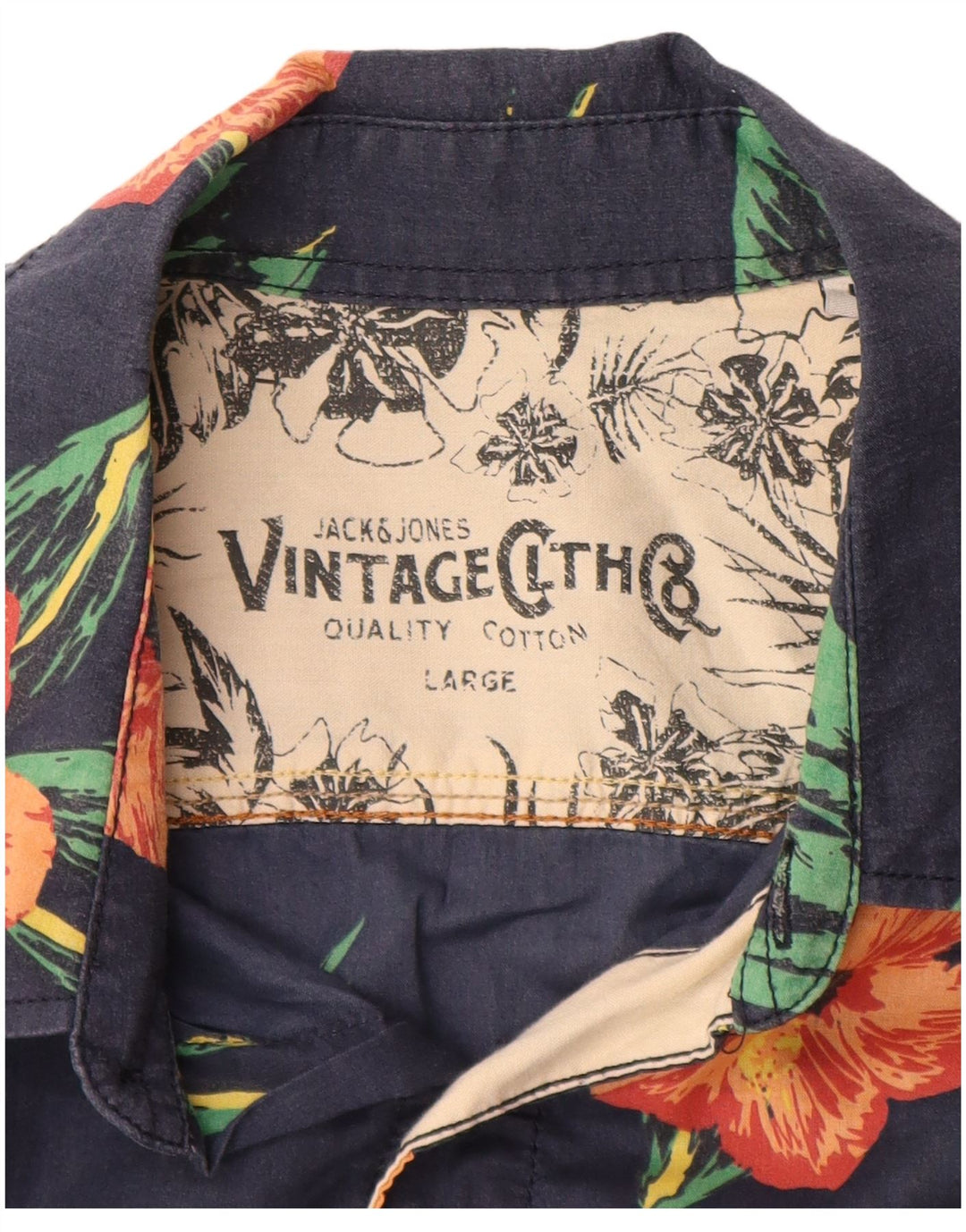 JACK & JONES Kortærmet Herreskjorte Stor Marineblå Blomsterbomuld