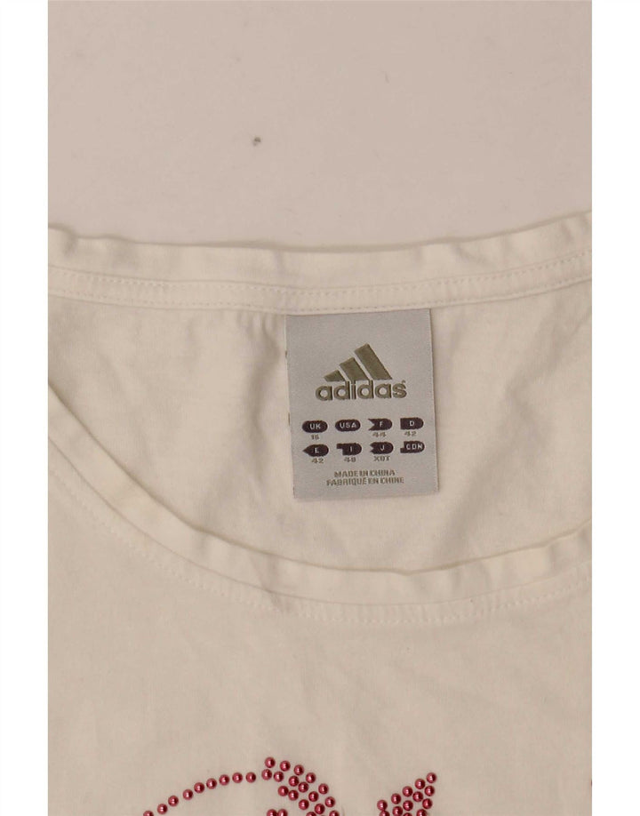 Adidas Dame Grafisk T-Shirt Top UK 16 Large White