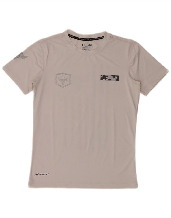 Under Armour Herre Heat Gear Grafisk T-Shirt Top Medium White Polyester