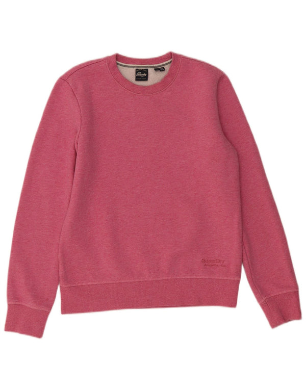 Superdry Dame Sweatshirt Jumper UK 8 Small Pink Bomuld