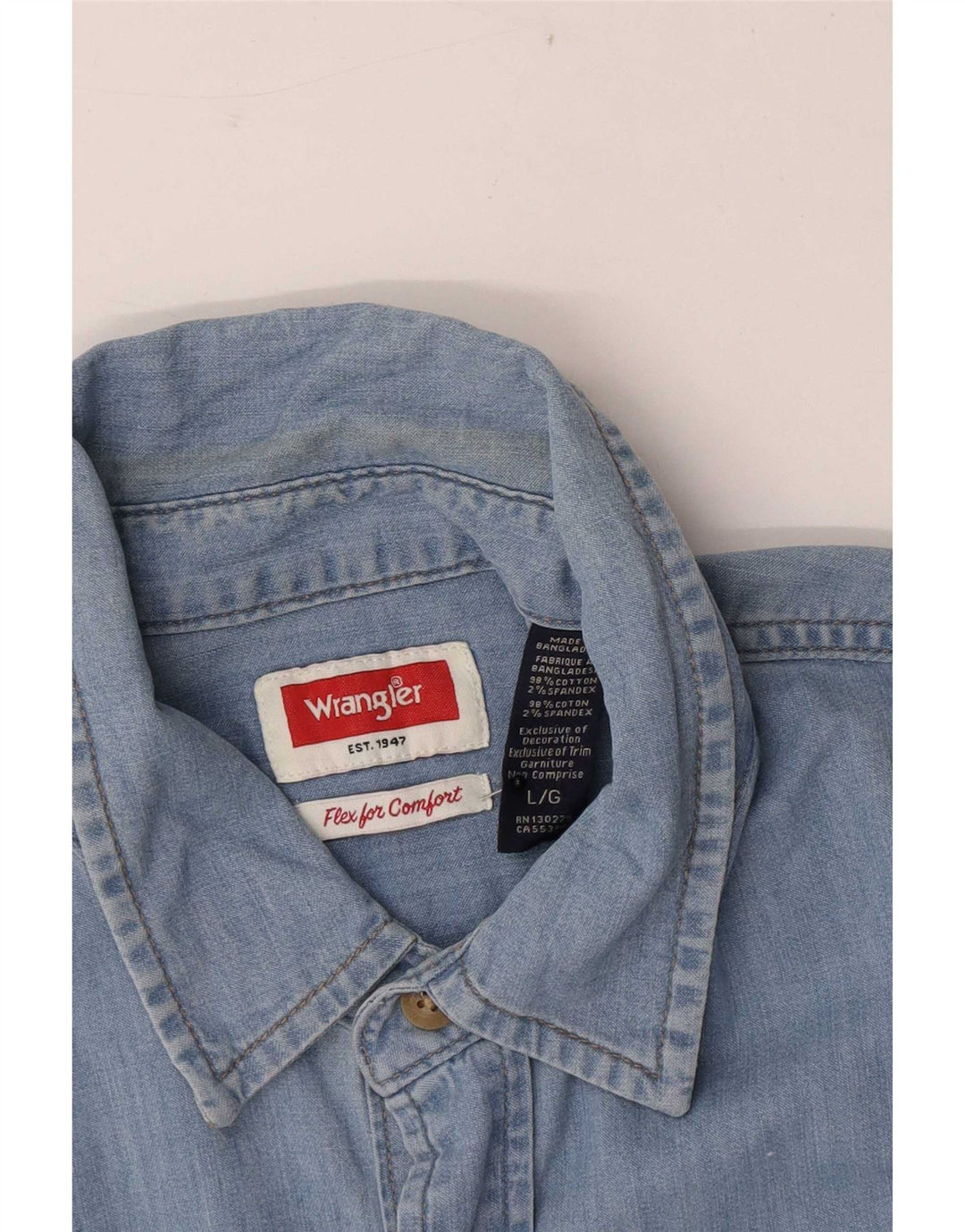 Wrangler Herre Regular Fit denimskjorte Stor blå bomuld