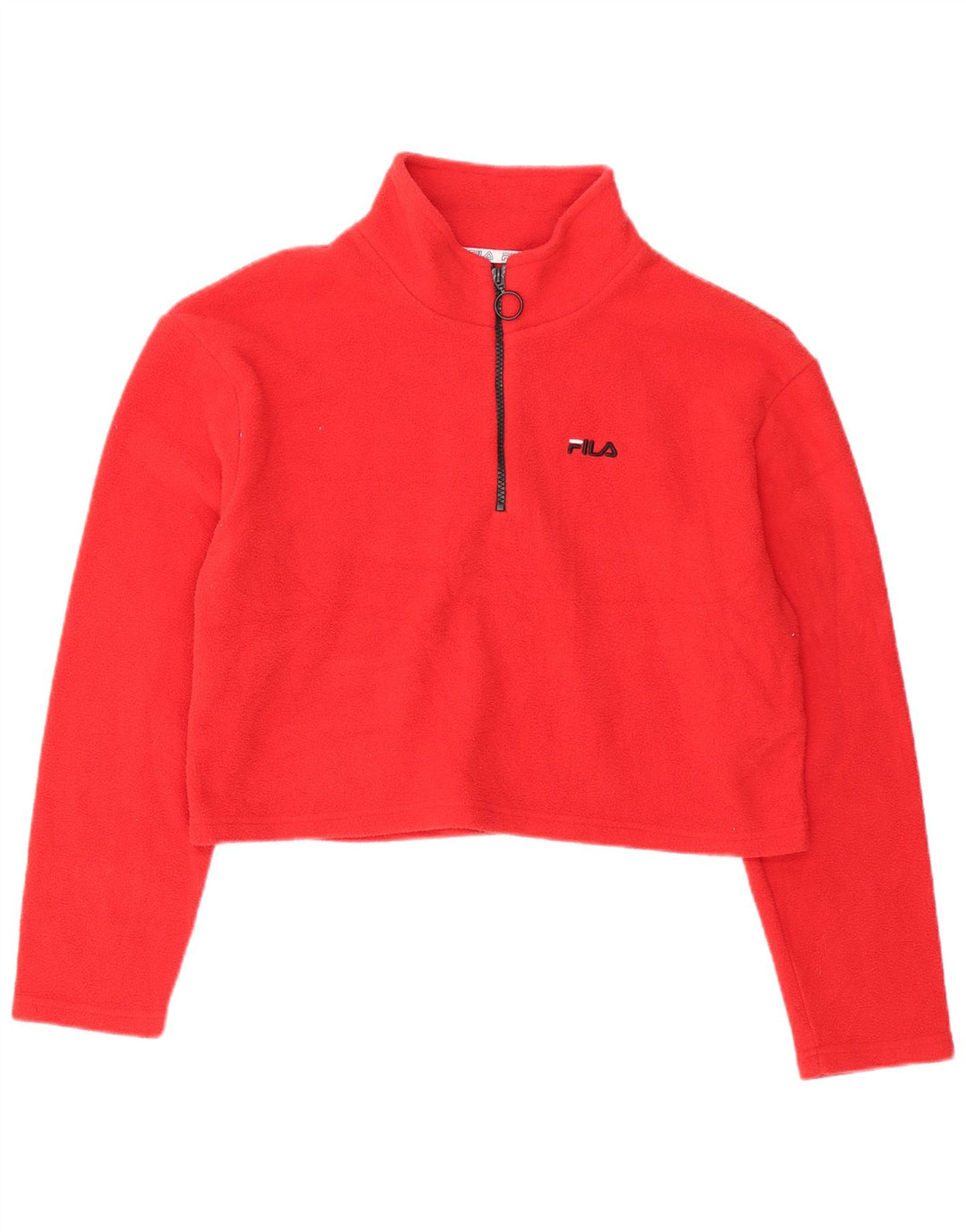 Fila Dame Crop Zip Neck Fleece Jumper UK 16 Large Rød Polyester