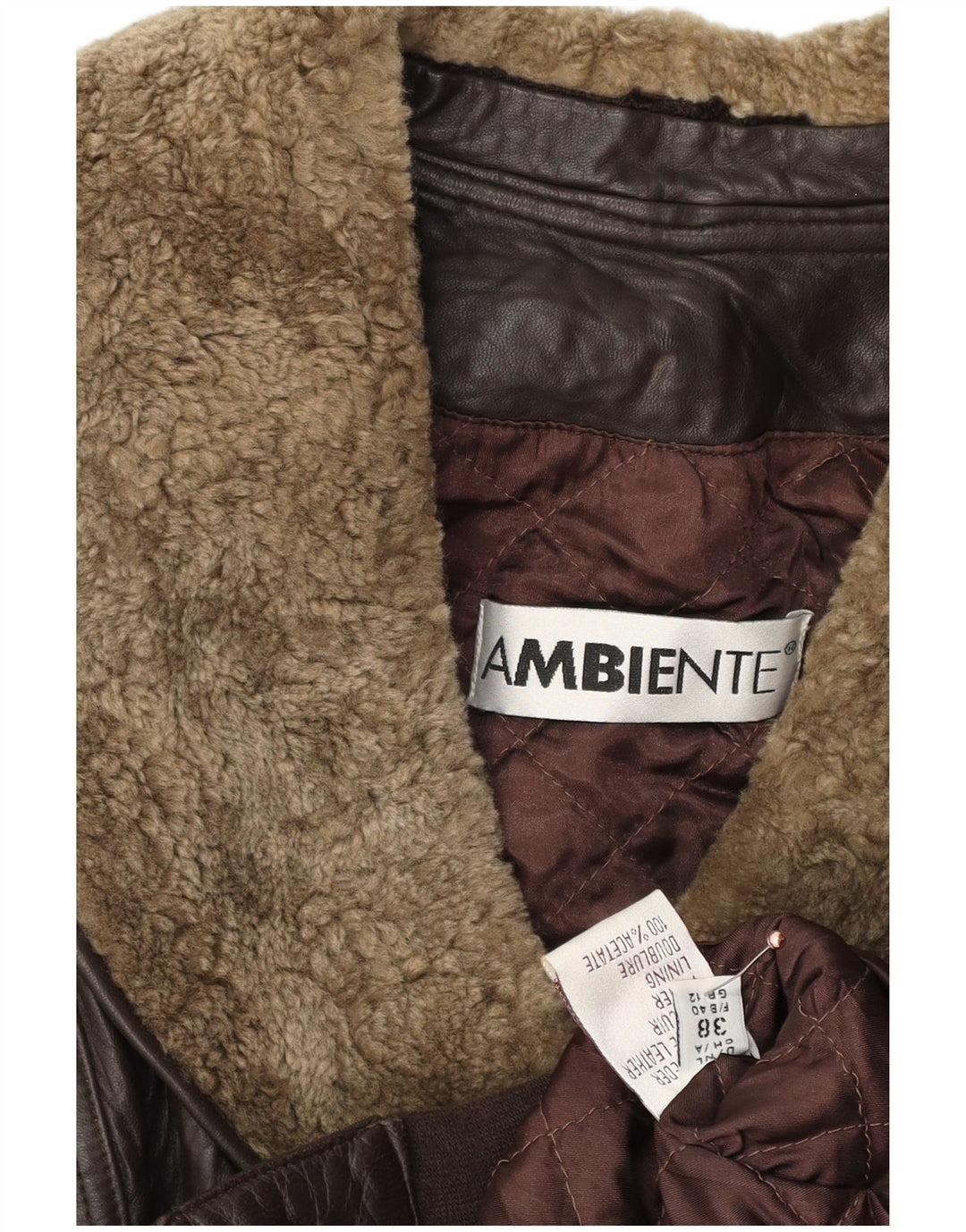 Ambiente Womens Crop Oversized læderjakke UK 12 medium brunt læder