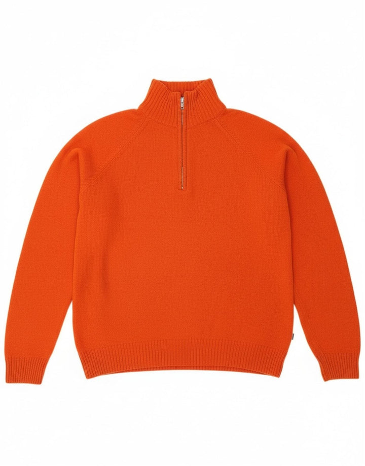 Asics Herre Zip Neck Jumper Sweater Medium Orange Uld