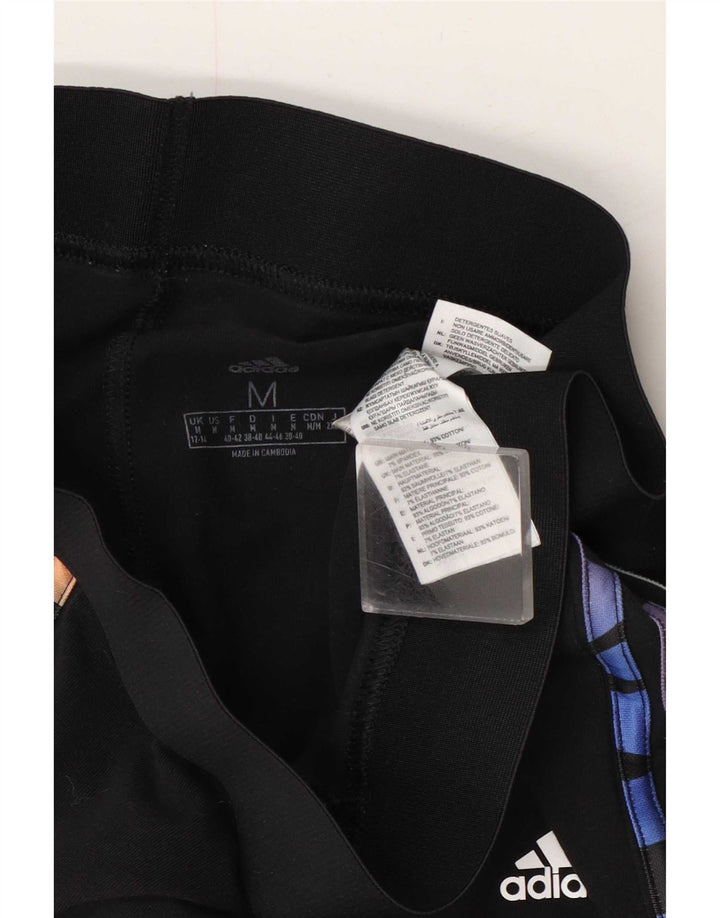 Adidas Dame Grafiske Leggings UK 12/14 Medium Sort Bomuld