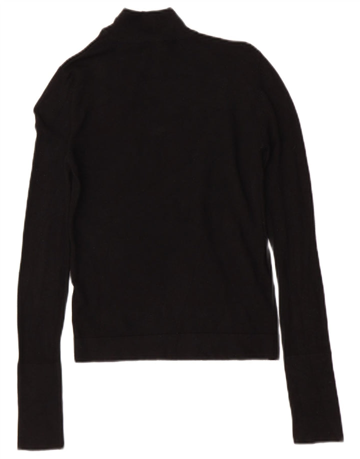 Zara Dame Turtle Neck Jumper Sweater UK 10 Small Black Viscose