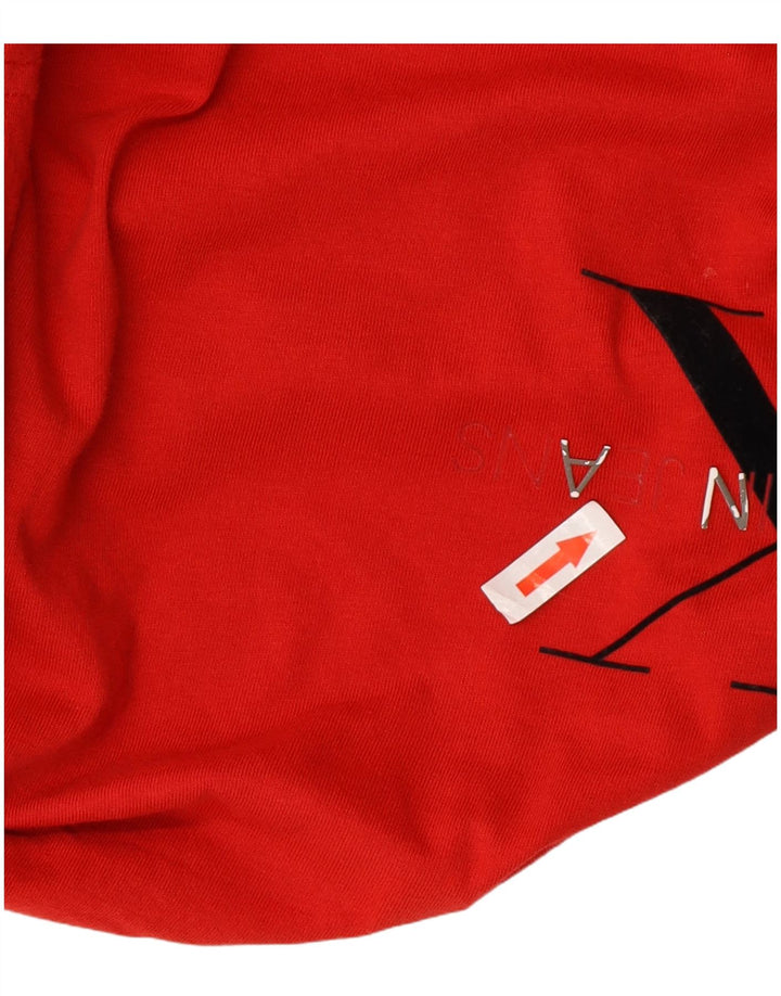 CALVIN KLEIN JEANS Grafisk T-shirt top til kvinder DK 14 Medium rød bomuld