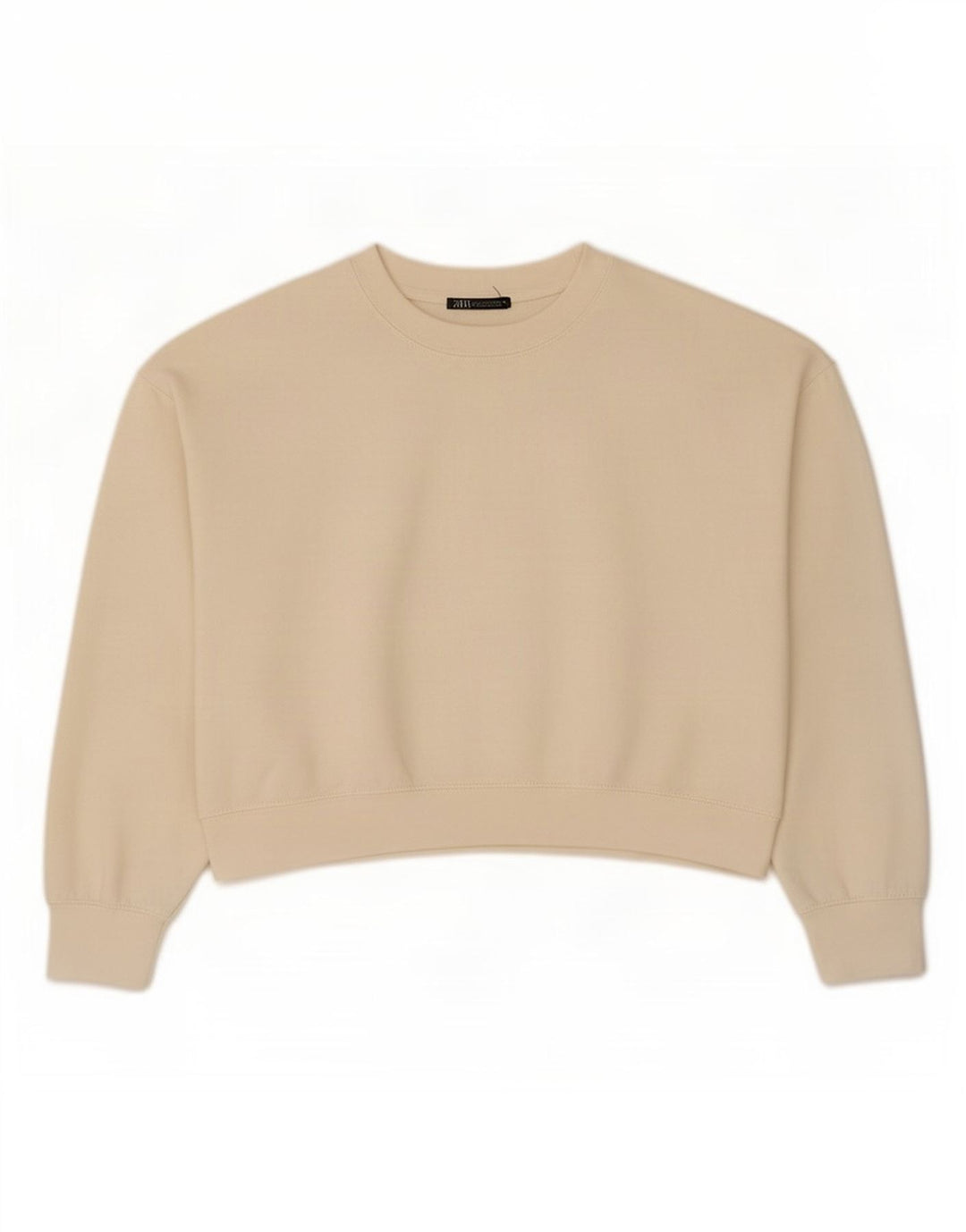 Zara Womens Crop Oversized Sweatshirt Jumper UK 14 Medium Off White