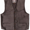 Vintage herre læder vest 2XL sort