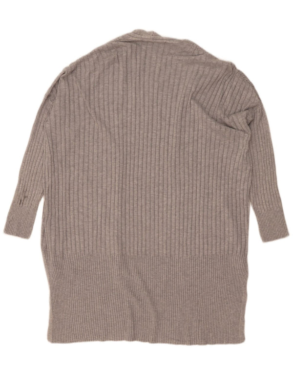 Marks & Spencer Dame Longline Open Cardigan Sweater UK 14 Medium Grey
