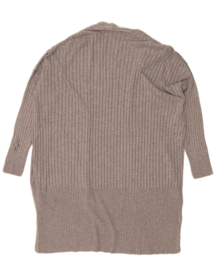 Marks & Spencer Dame Longline Open Cardigan Sweater UK 14 Medium Grey