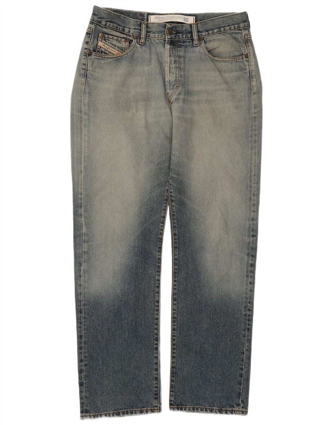 Diesel Herre Distressed Straight Jeans W34 L31 Blå Bomuld