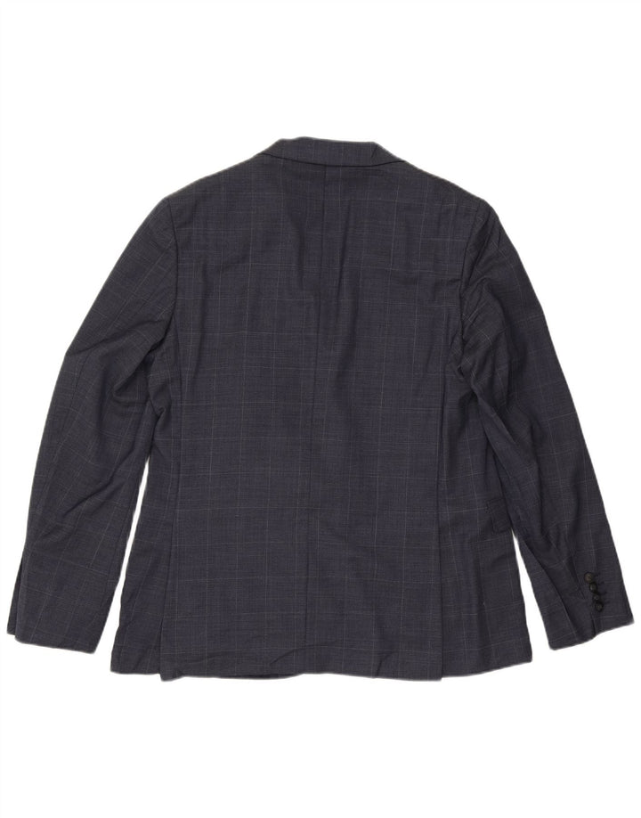 Marks & Spencer Herre 2 Button Slim Blazer Jacket UK 42 XL Navy Blue Check