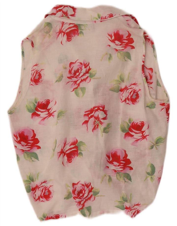 Coexis Womens Crop ærmeløs skjortebluse IT 42 Medium White Floral