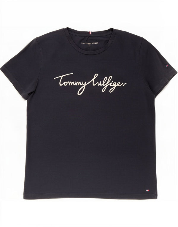 Tommy Hilfiger Dame Grafisk T-Shirt Top UK 22 3XL Marineblå Bomuld