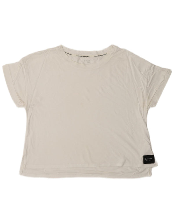 CALVIN KLEIN Dame T-Shirt Top UK 16 Large White