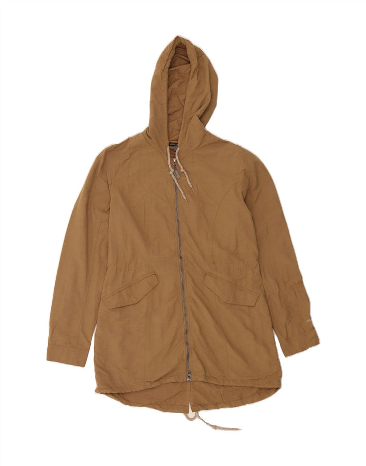 EDDIE BAUER Womens Hooded Overcoat UK 14 Medium Brown Nylon Vintage Eddie Bauer and Second-Hand Eddie Bauer from Messina Hembry 