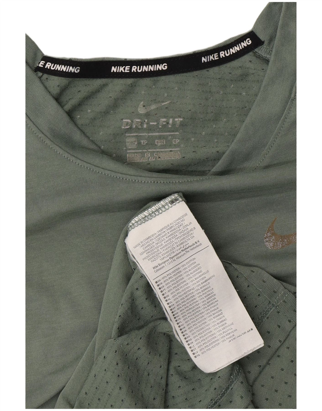 NIKE Dame Dri Fit T-Shirt Top UK 10 Lille grøn polyester