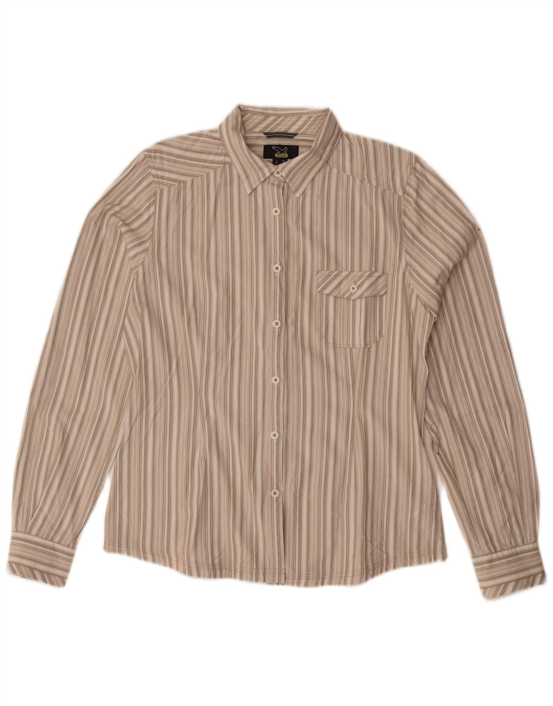 SALEWA Dameskjorte UK 10 Lille Beige Stribet Bomuld