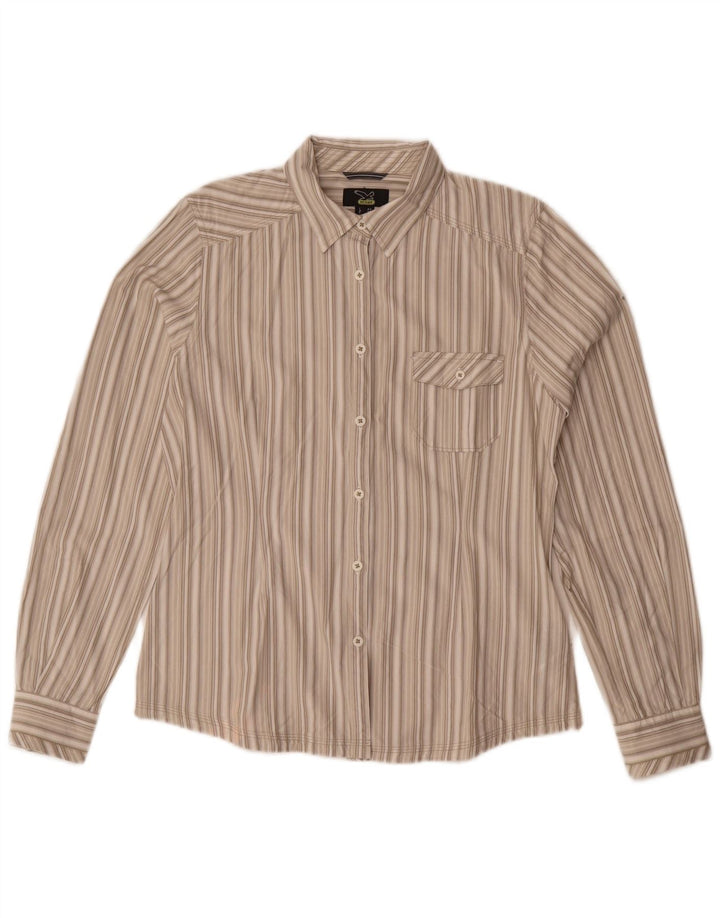 SALEWA Dameskjorte UK 10 Lille Beige Stribet Bomuld