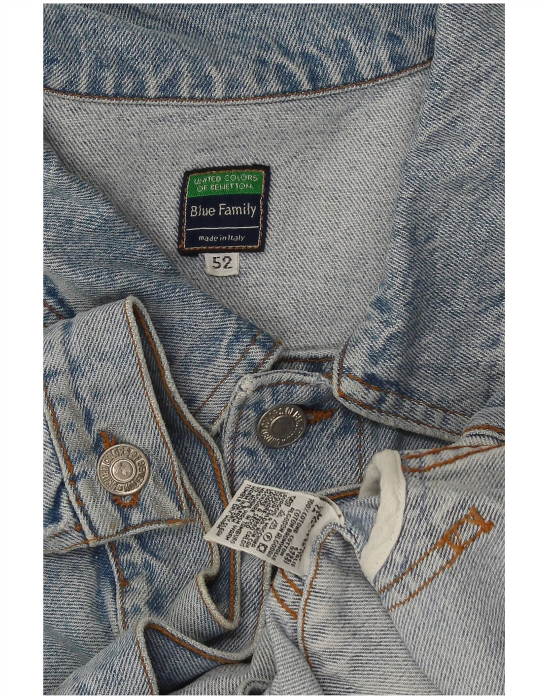 Benetton Herre denimjakke IT 52 XL Blå Bomuld