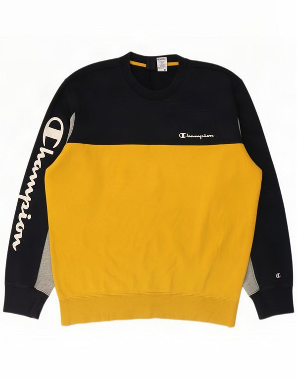 Champion Herre Grafisk Sweatshirt Jumper XL Navyblå Colourblock Cotton