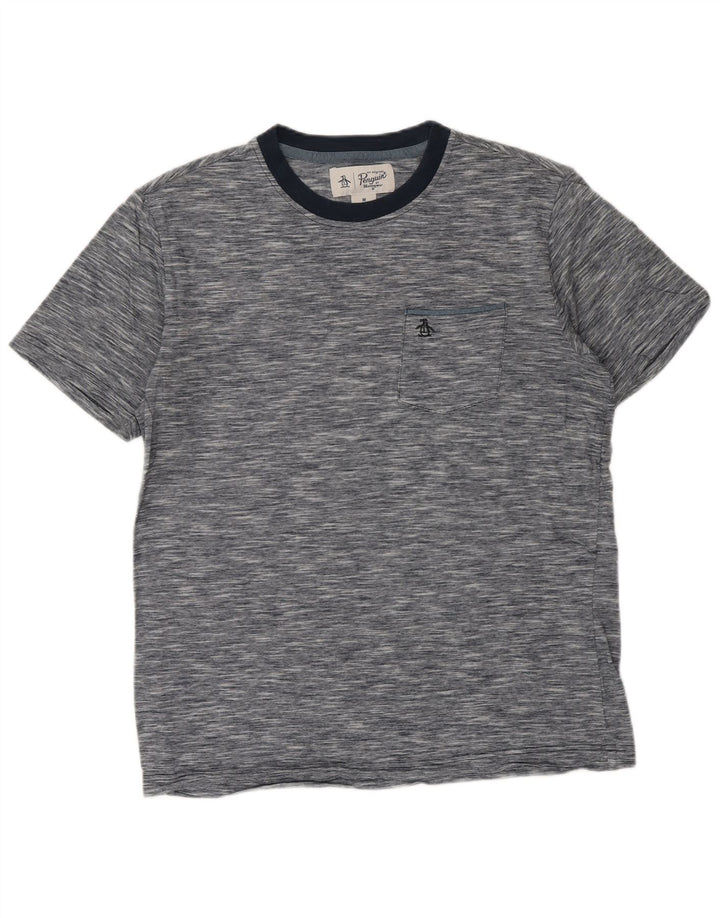 PENGUIN Herre T-shirt Top Medium Navyblå Flecked Bomuld