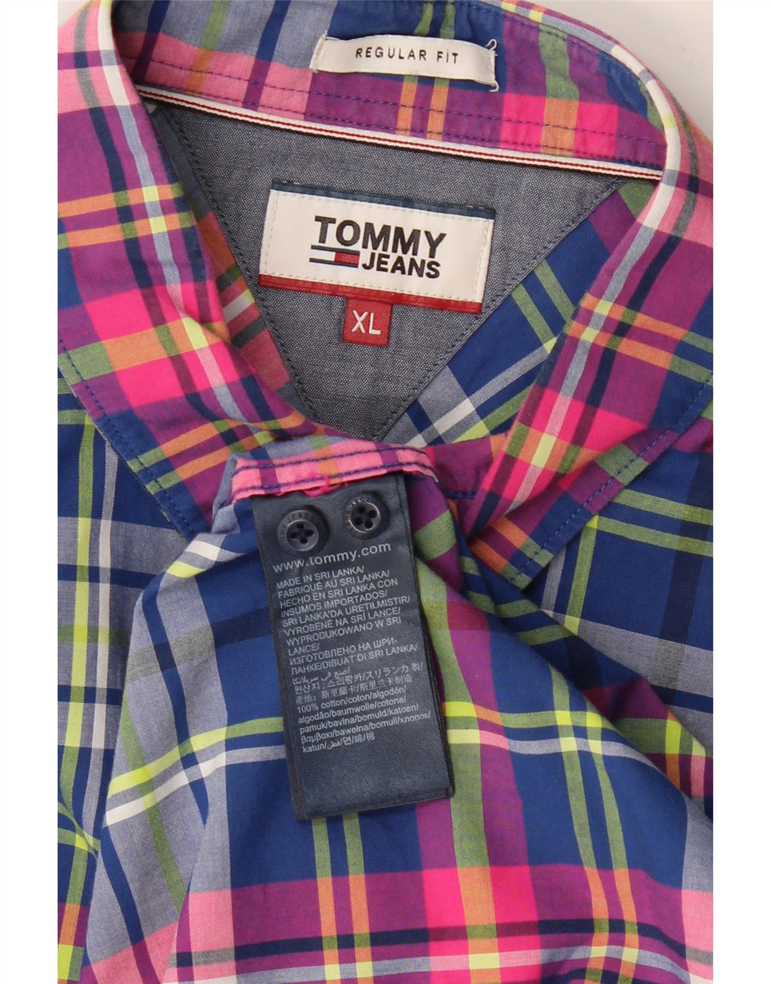 TOMMY HILFIGER Herre Regular Fit skjorte XL marineblå ternet bomuld
