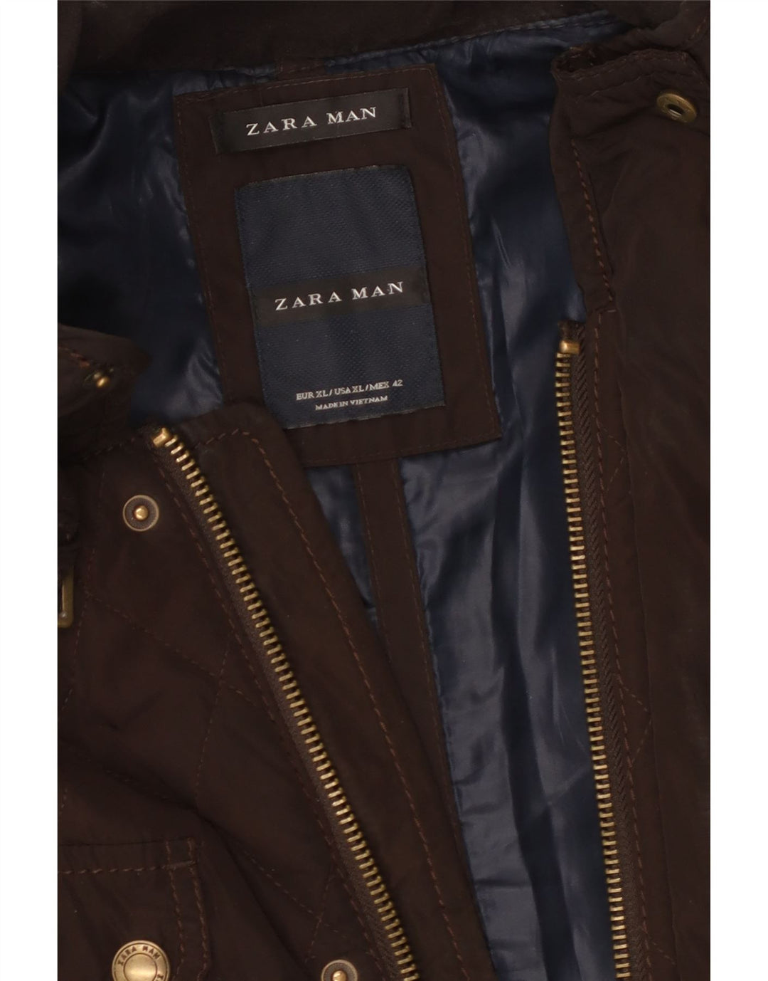 Zara Herre Militær Quiltet Jakke UK 42 XL Brun