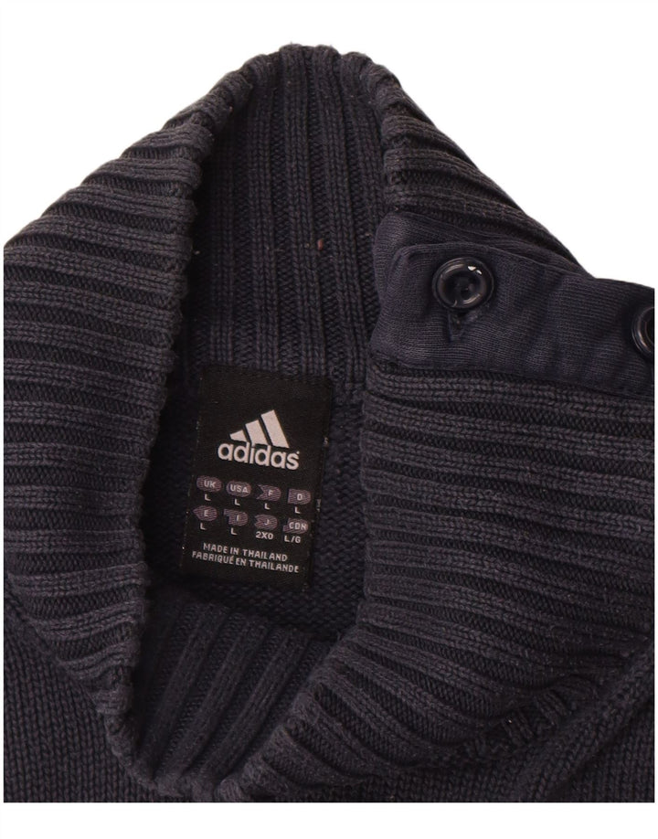 Adidas Herre Grafisk Turtle Neck Jumper Sweater Stor Marineblå Akryl