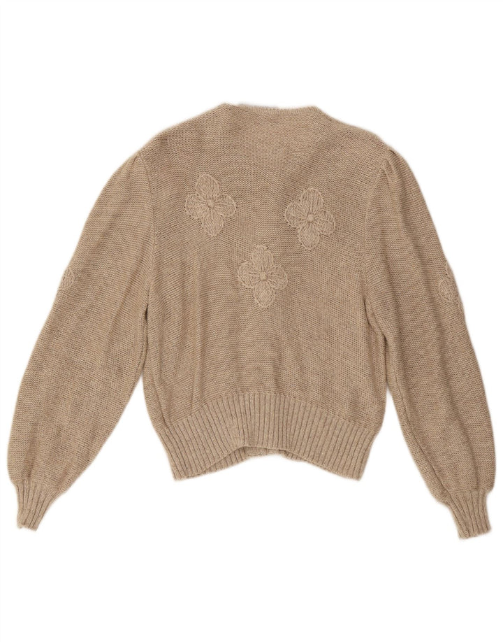 Stapf Dame Cardigan Sweater UK 12 Medium Beige Floral