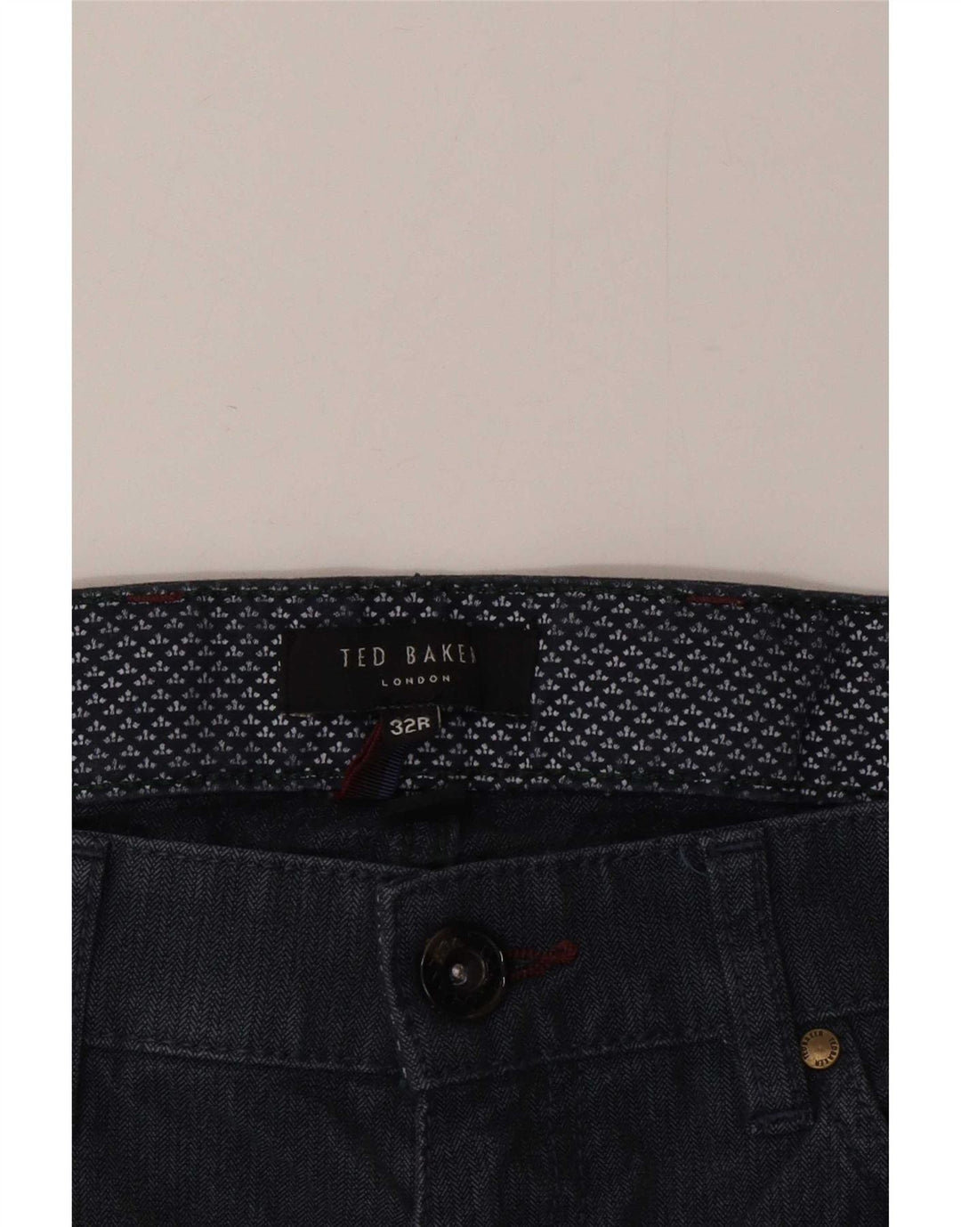 Ted Baker Slim Casual Bukser til mænd W32 L30 Marineblå sildebensbomuld