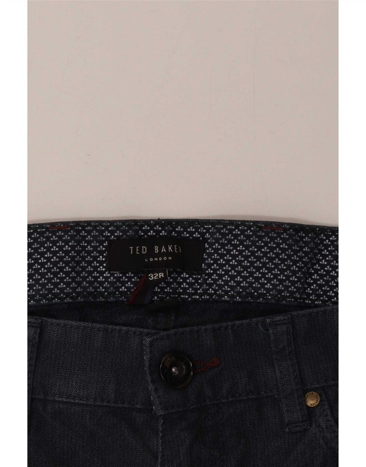 Ted Baker Slim Casual Bukser til mænd W32 L30 Marineblå sildebensbomuld