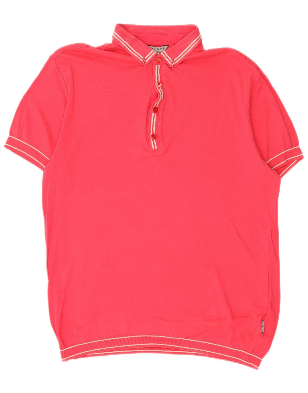 Ted Baker Herre Polo Neck Jumper Sweater Størrelse 3 Medium Pink Stribet
