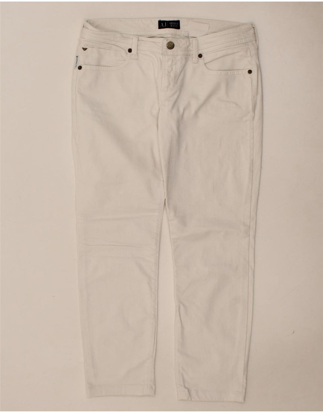 ARMANI Womens Cropped Jeans W28 L24 White Cotton Vintage Armani and Second-Hand Armani from Messina Hembry 