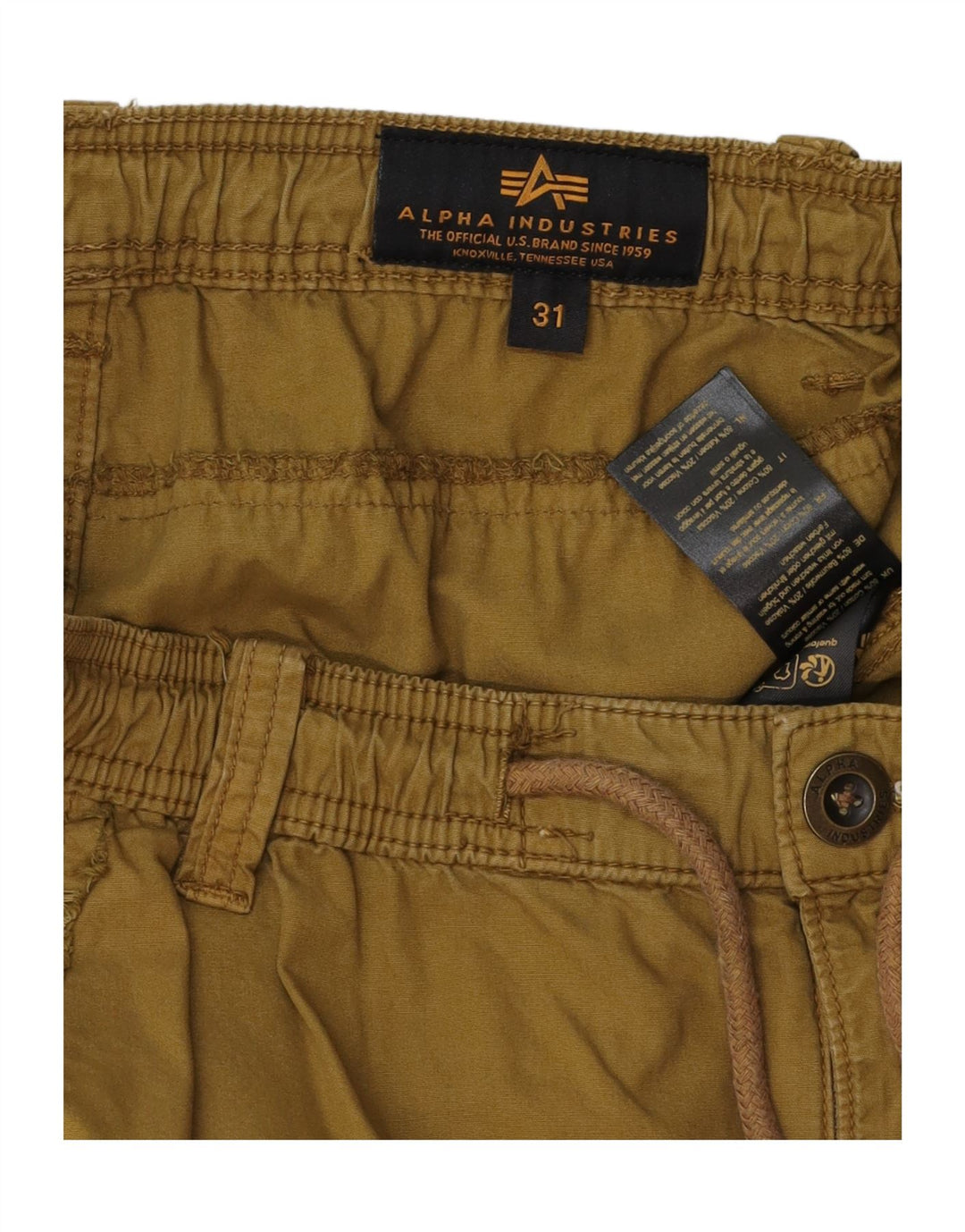 Alpha Industries Herre Cargo Shorts W31 Medium Khaki Bomuld