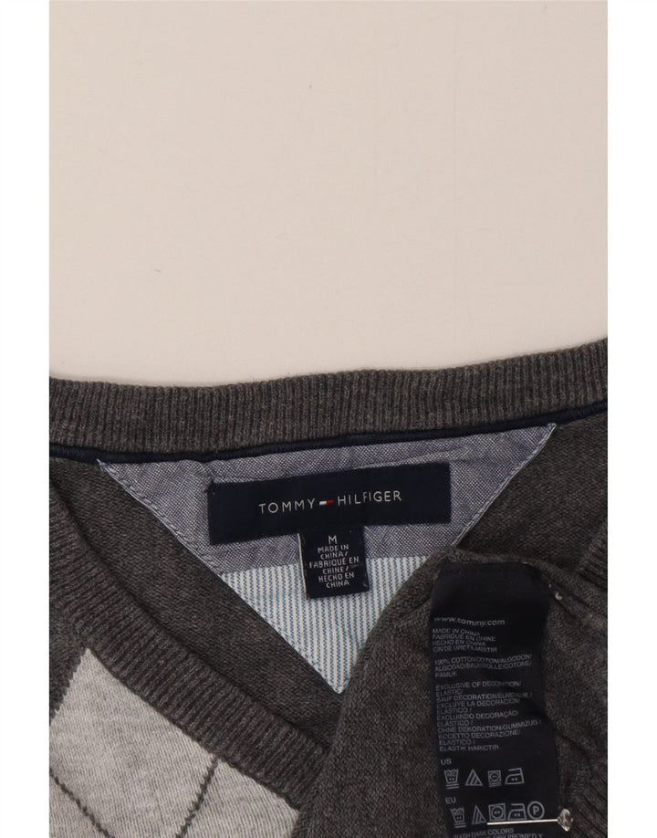 Tommy Hilfiger Herre V-hals sweater Medium Grey Argyle/Diamond Bomuld